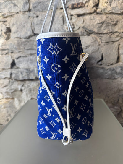 Louis Vuitton Jacquard Velvet Monogram LV Match Neverfull MM Tote – Blau & Weiß