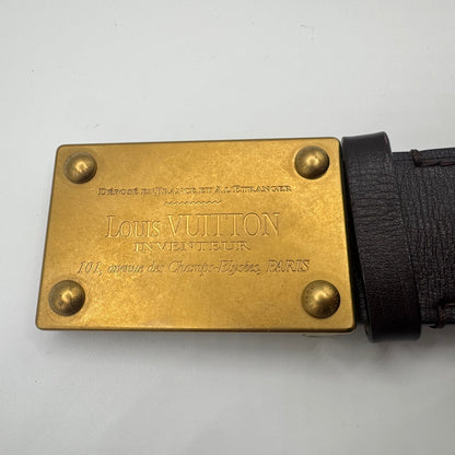 Louis Vuitton Inventeur Plate Buckle Ledergürtel – Schwarz – Gr. 90