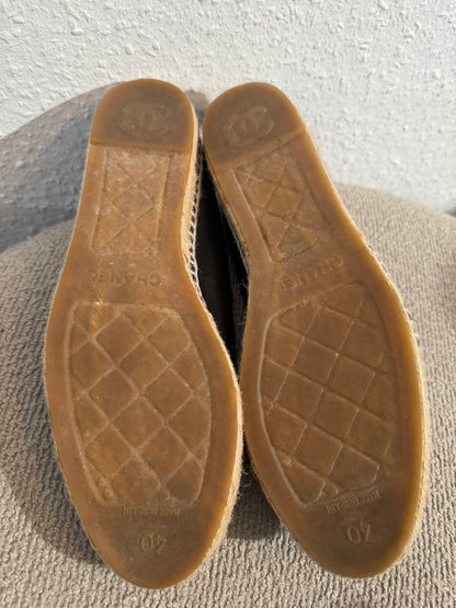 Chanel Espadrilles Schwarz Leder Gr. 40