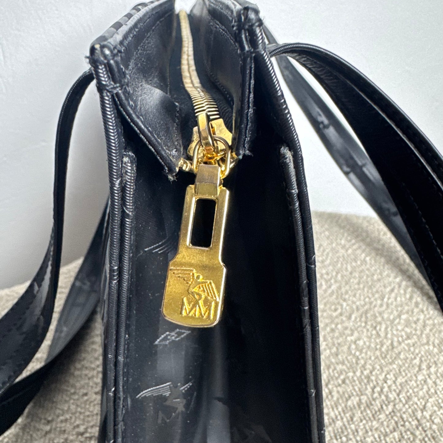 Maison Mollerus großer Vintage Shopper Schwarz/Gold