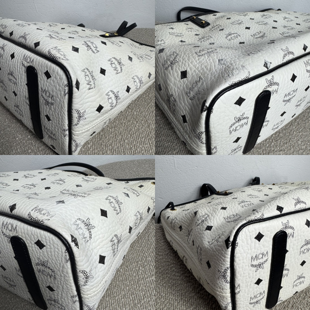 MCM Liz Reversible Shopper Medium Visetos Weiß
