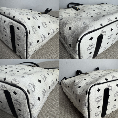 MCM Liz Reversible Shopper Medium Visetos Weiß