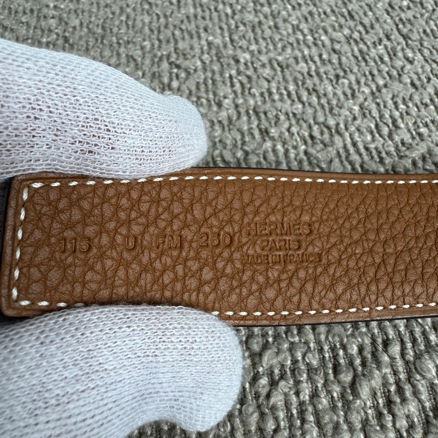 Hermès Gürtel H Striée & Wendbarer Gürtelriemen 32 mm – Gr. 115