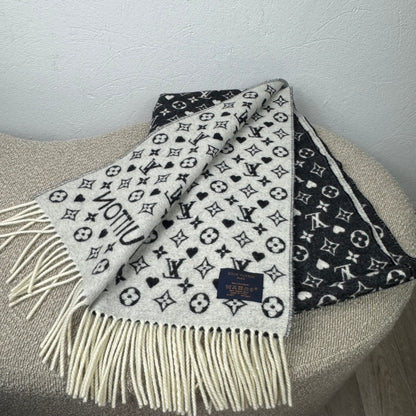 Louis Vuitton Game On Monogram Kaschmir Schal – Schwarz / Weiß