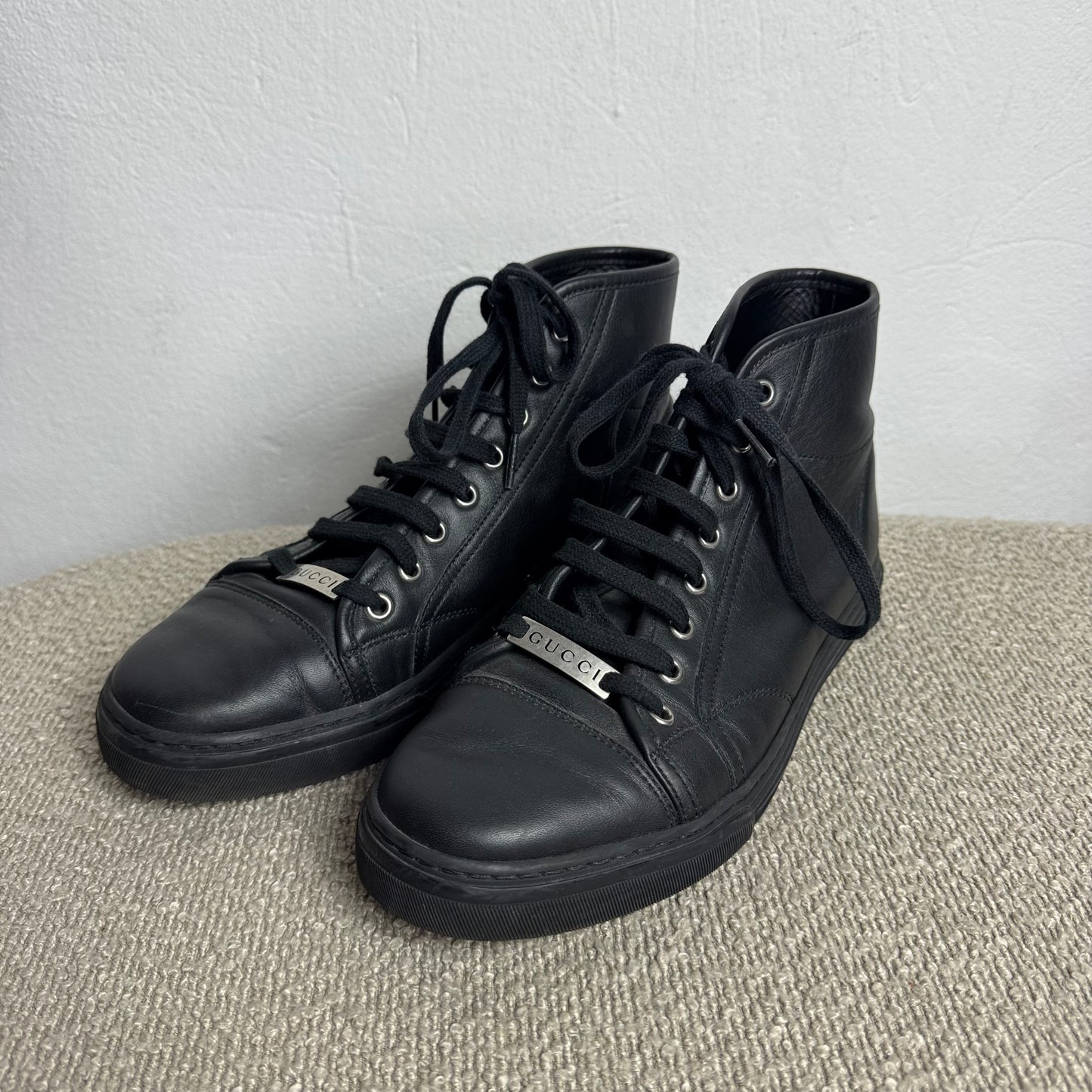 Gucci High-Top Leder-Sneaker Schwarz Gr. 40,5