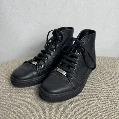 Gucci High-Top Leder-Sneaker Schwarz Gr. 40,5