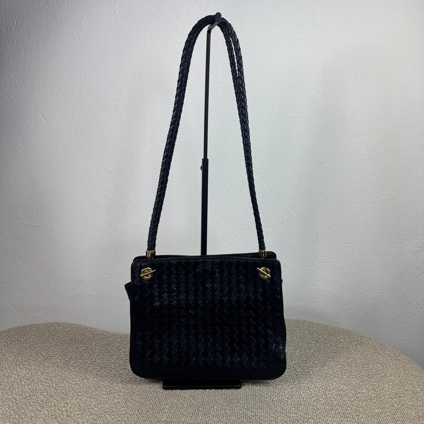 Bottega Veneta Vintage Intrecciato Schultertasche – Dunkelblau