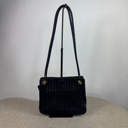 Bottega Veneta Vintage Intrecciato Schultertasche – Dunkelblau