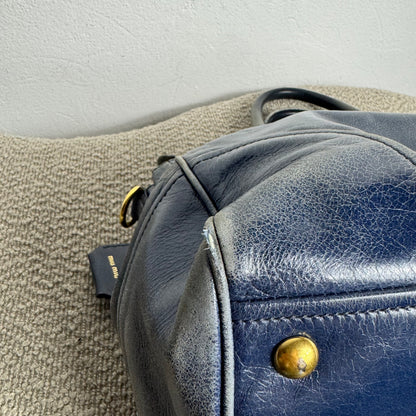 Miu Miu Sitello Shine Double Zip Leder blau