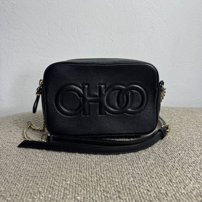Jimmy Choo „Hali“ Grained Leather Camera Bag Schwarz
