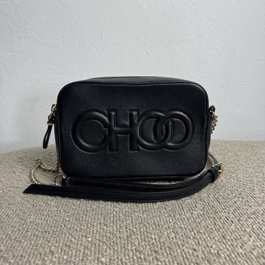 Jimmy Choo „Hali“ Grained Leather Camera Bag Schwarz