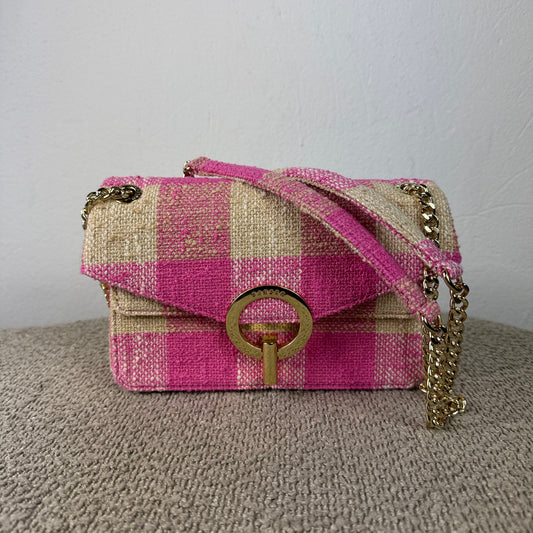 Sandro Schultertasche – Pink/Beige mit goldfarbener Hardware