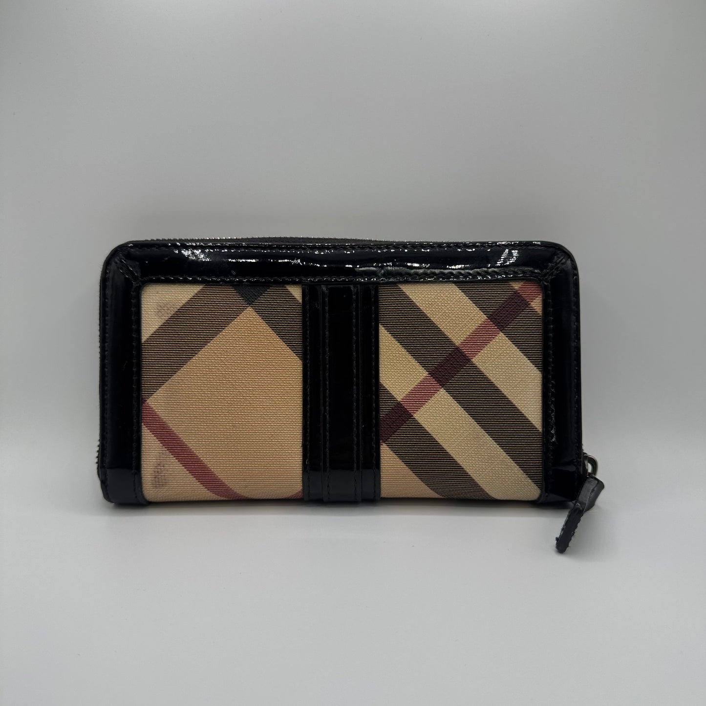 Burberry Zip-Around Wallet Haymarket / House Check Canvas