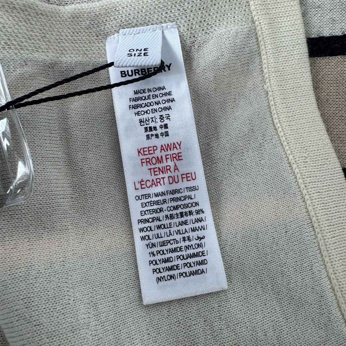 Burberry Logo-Strickschal – Wollschal Beige / Orange
