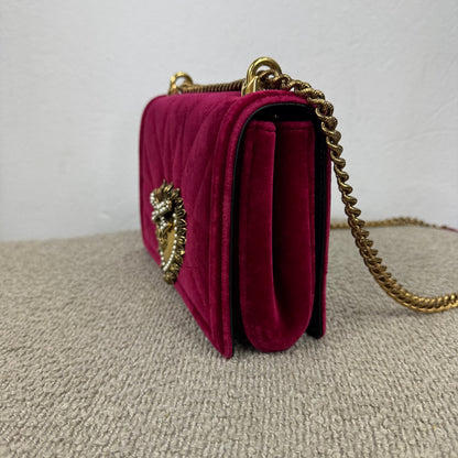 Dolce & Gabbana Velvet Devotion Medium Samt Tasche Pink