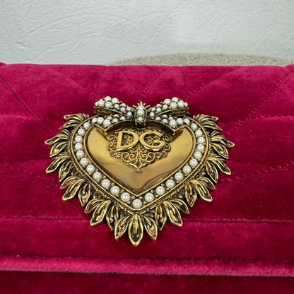 Dolce & Gabbana Velvet Devotion Medium Samt Tasche Pink