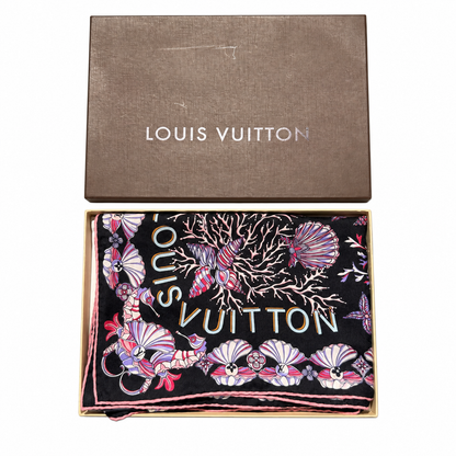 Louis Vuitton Kaschmir-Seiden-Tuch M73764 – Schwarz / Rosa / Lila