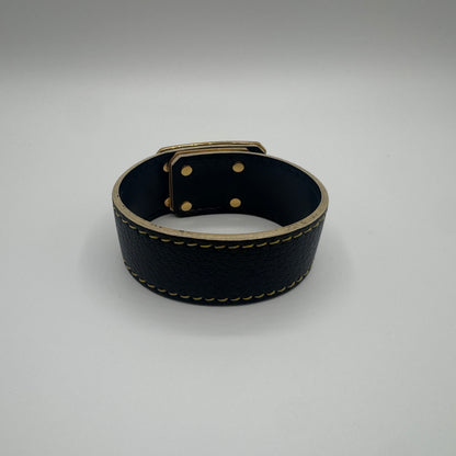 Louis Vuitton Lederarmband – Schwarz / Gelb / Gold – Größe 17