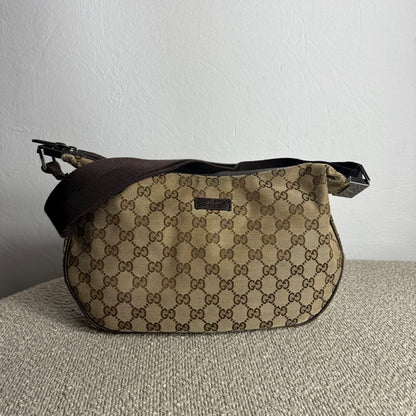 Gucci GG Canvas Hobo Schultertasche – Braun