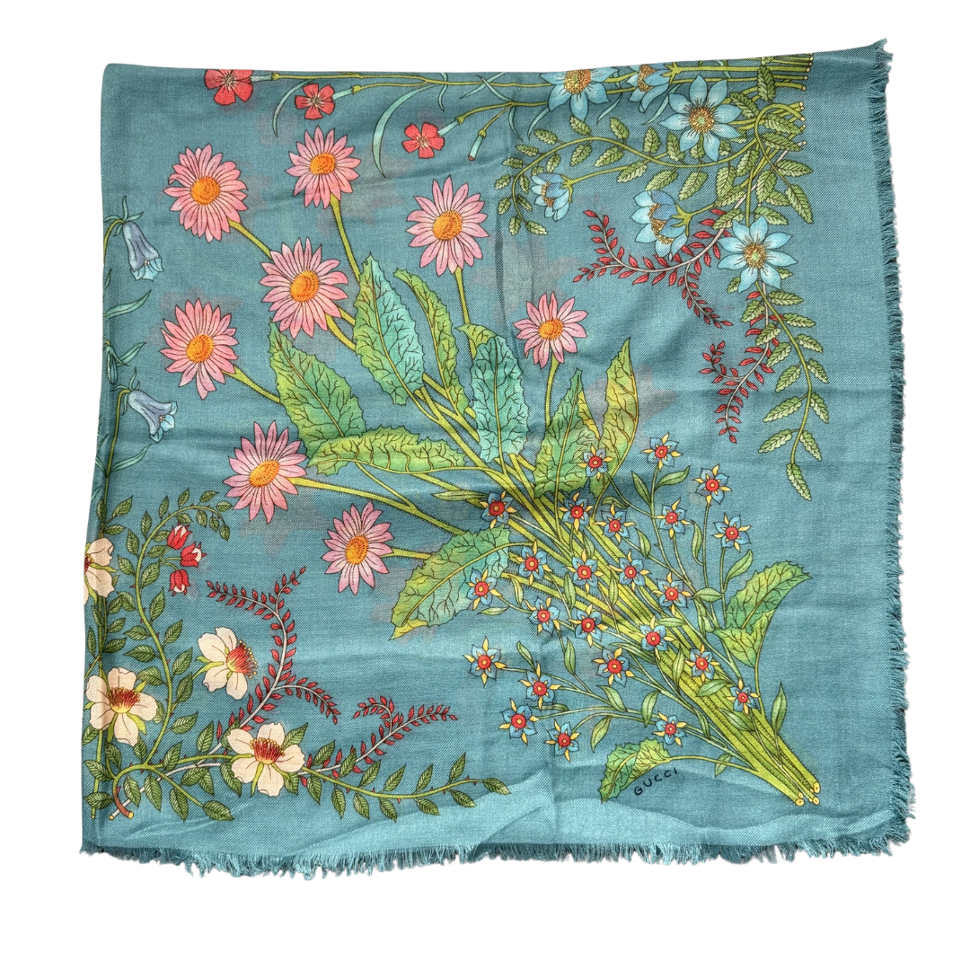 Gucci Archival „Flora“ Floral Seidenmischungs-Schal