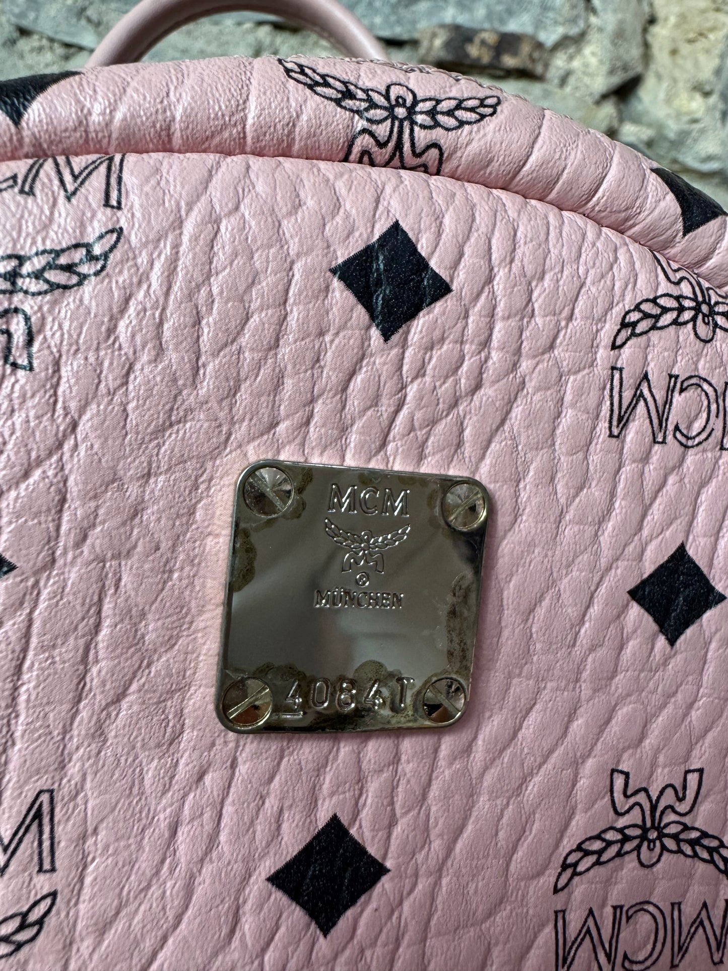 MCM Stark Side Studs Backpack – Visetos Mini Soft Pink
