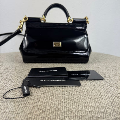 Dolce & Gabbana Mini Sicily – Schwarzes Lackleder