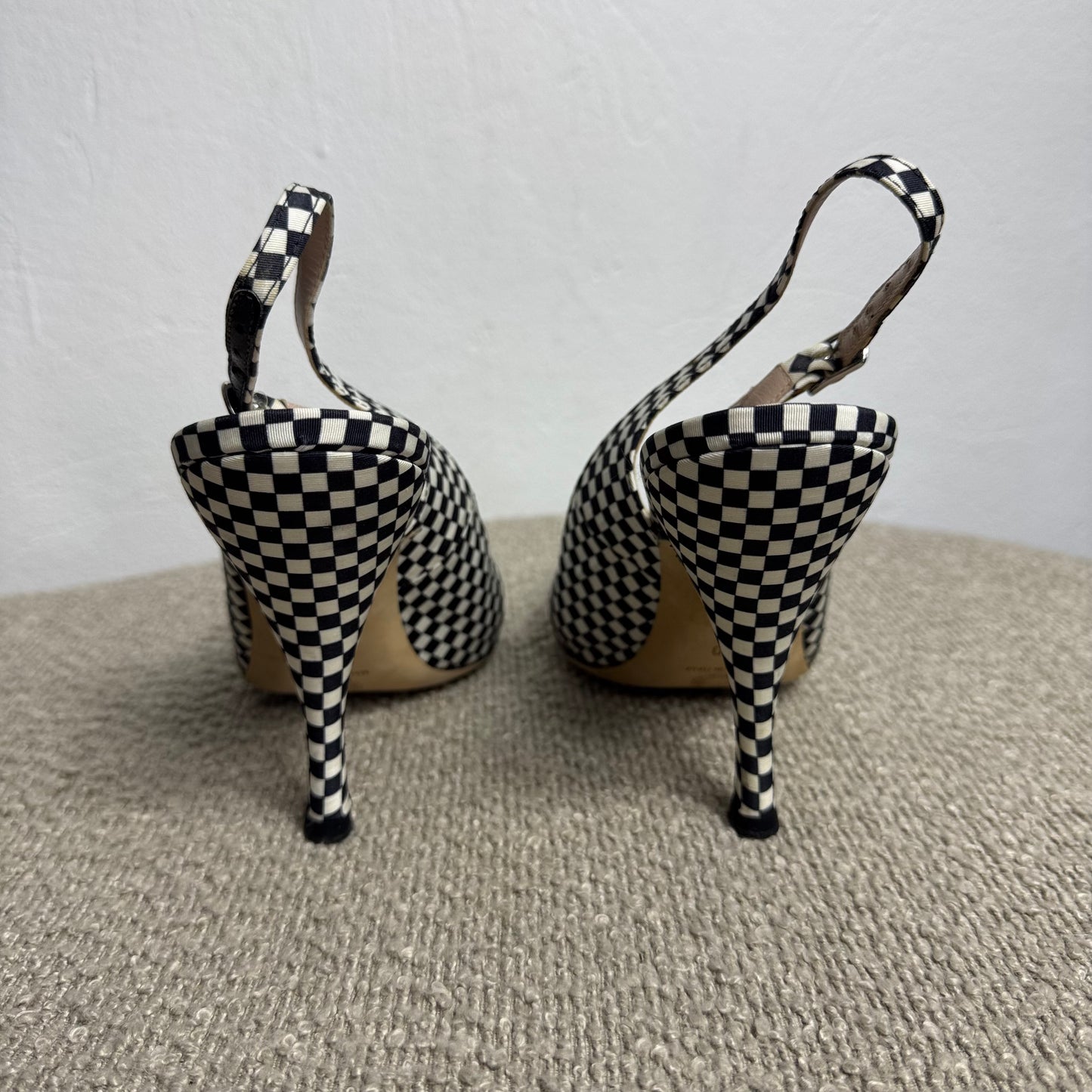 Dries Van Noten Slingback-Pumps mit Schachbrettmuster Gr. 40