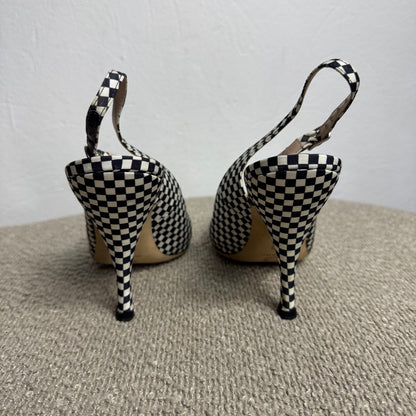 Dries Van Noten Slingback-Pumps mit Schachbrettmuster Gr. 40