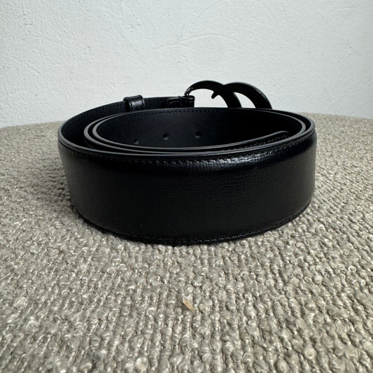 Gucci GG Marmont Gürtel Schwarz Leder „All Black“ Gr. 90