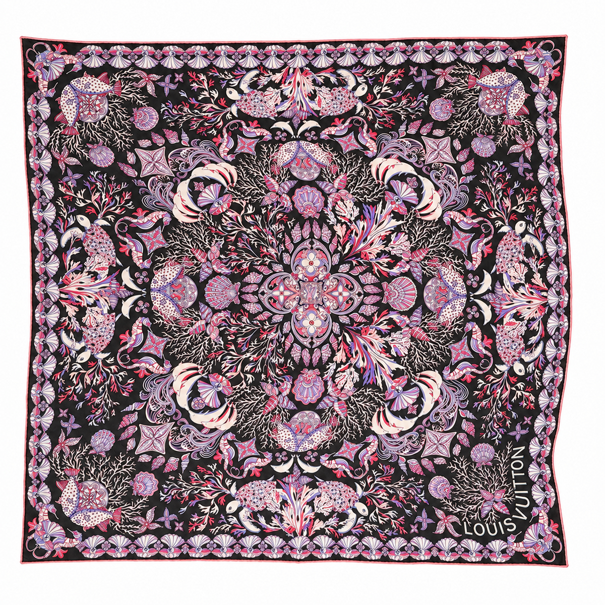 Louis Vuitton Kaschmir-Seiden-Tuch M73764 – Schwarz / Rosa / Lila