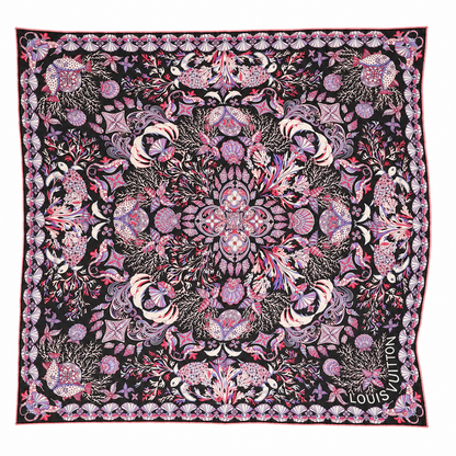 Louis Vuitton Kaschmir-Seiden-Tuch M73764 – Schwarz / Rosa / Lila