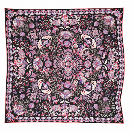 Louis Vuitton Kaschmir-Seiden-Tuch M73764 – Schwarz / Rosa / Lila