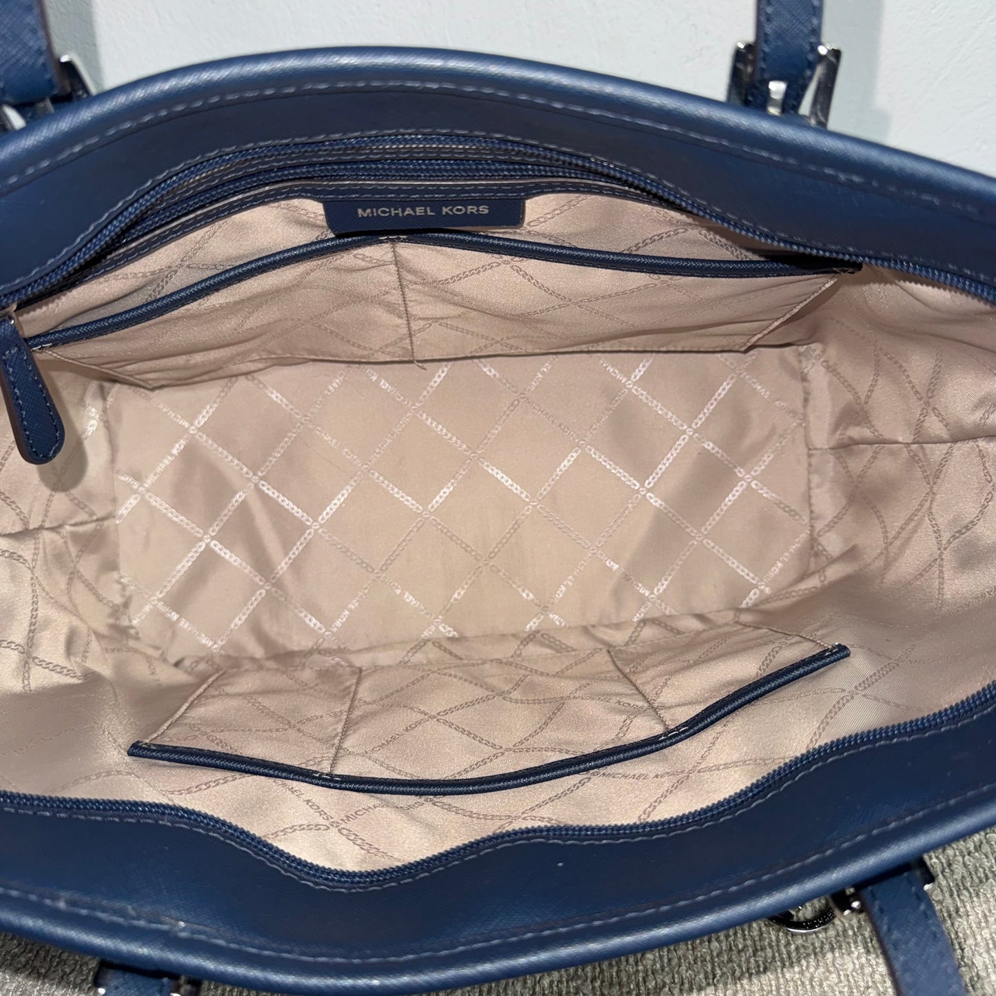Michael Kors Jet Set Travel Large Saffiano Leather Tote Dunkelblau