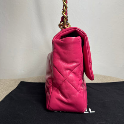 Chanel 19 Flap Bag Large Pink Lambskin Leather