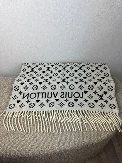 Louis Vuitton Game On Monogram Kaschmir Schal – Schwarz / Weiß