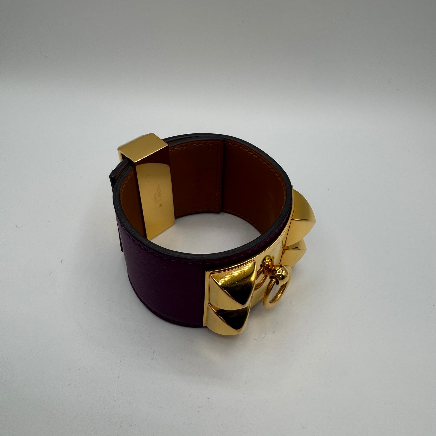 Hermès Collier de Chien (CDC) Armband Lila Gold – Größe T2 / S