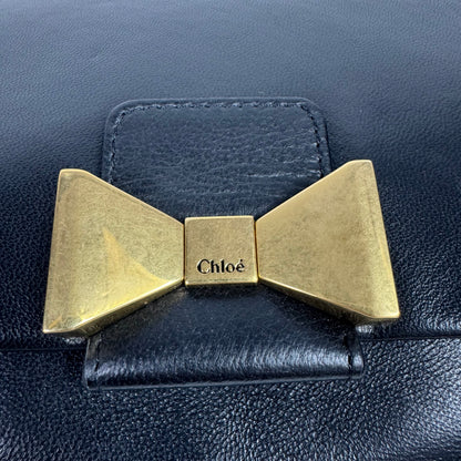 Chloé Lily Bow Crossbody Schultertasche – Schwarzes Leder