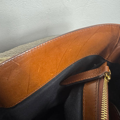 Burberry Heritage House Check Canvas Bonded Leather Manor Bag