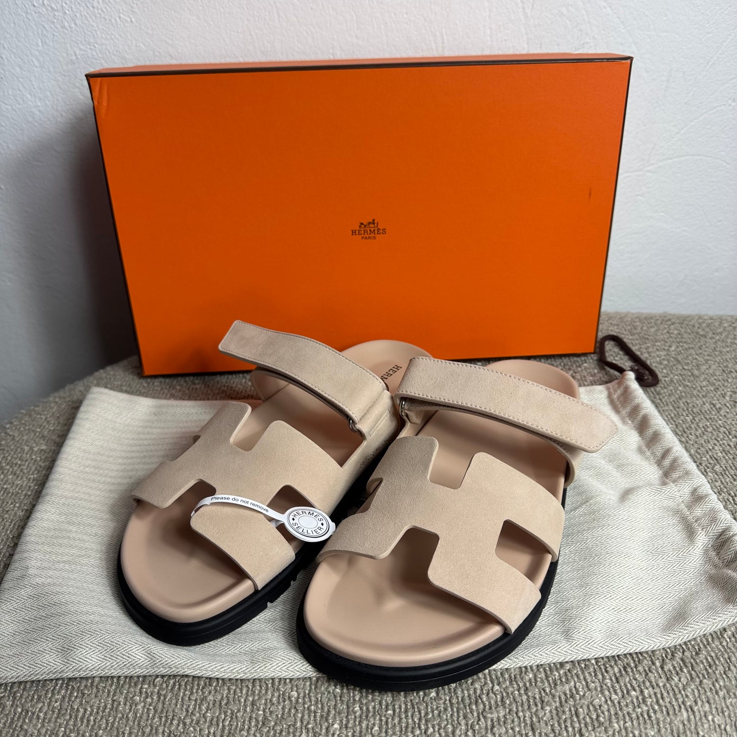Hermès Chypre Sandalen Beige Nude Gr. 40
