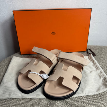 Hermès Chypre Sandalen Beige Nude Gr. 40
