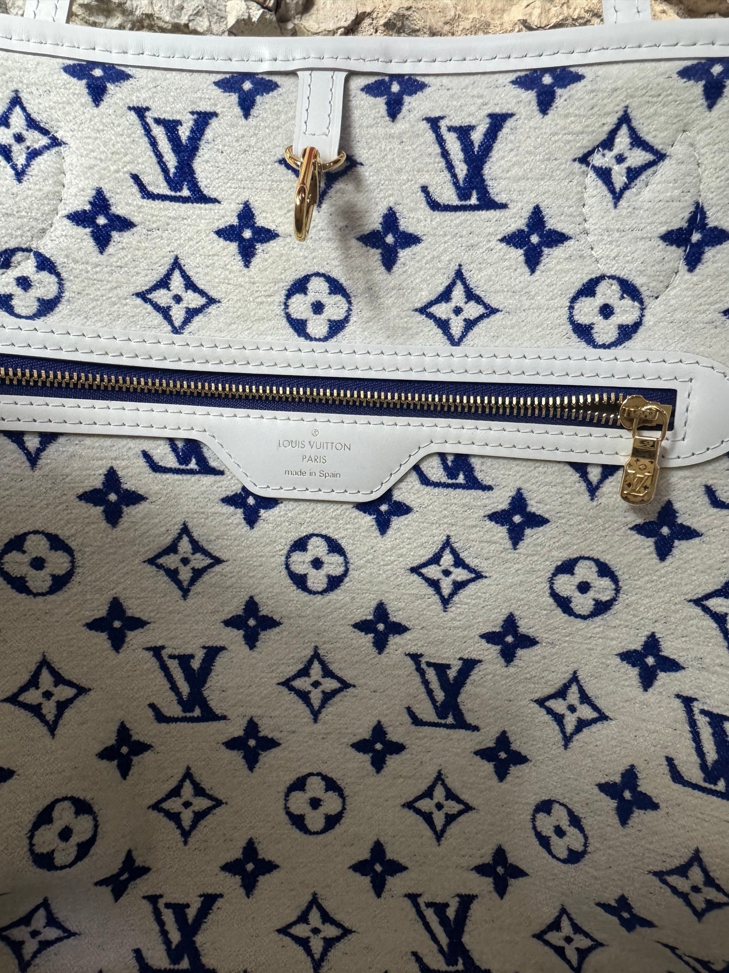 Louis Vuitton Jacquard Velvet Monogram LV Match Neverfull MM Tote – Blau & Weiß