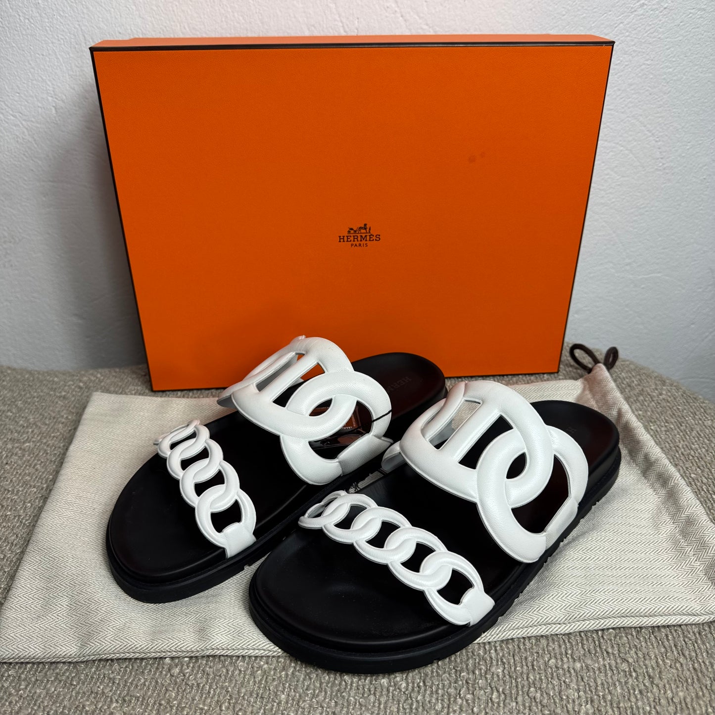 Hermès Extra Chaine d'Ancre Sandalen White Leather