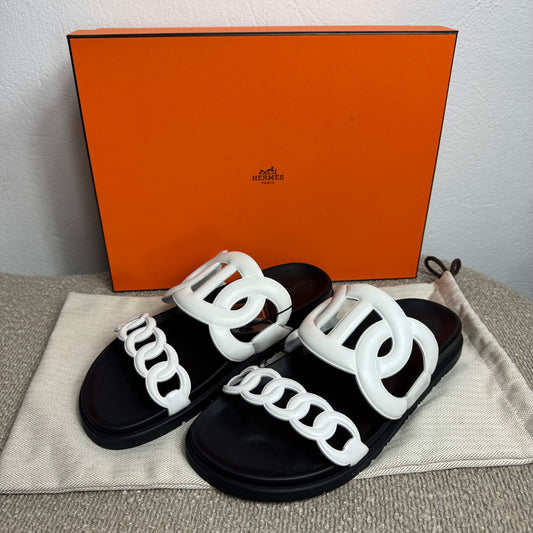 Hermès Extra Chaine d'Ancre Sandalen White Leather