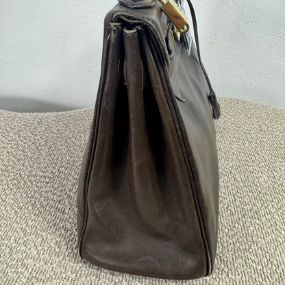 Hermès Vintage Kelly 32 – Dunkelbraun / Gold – 1992