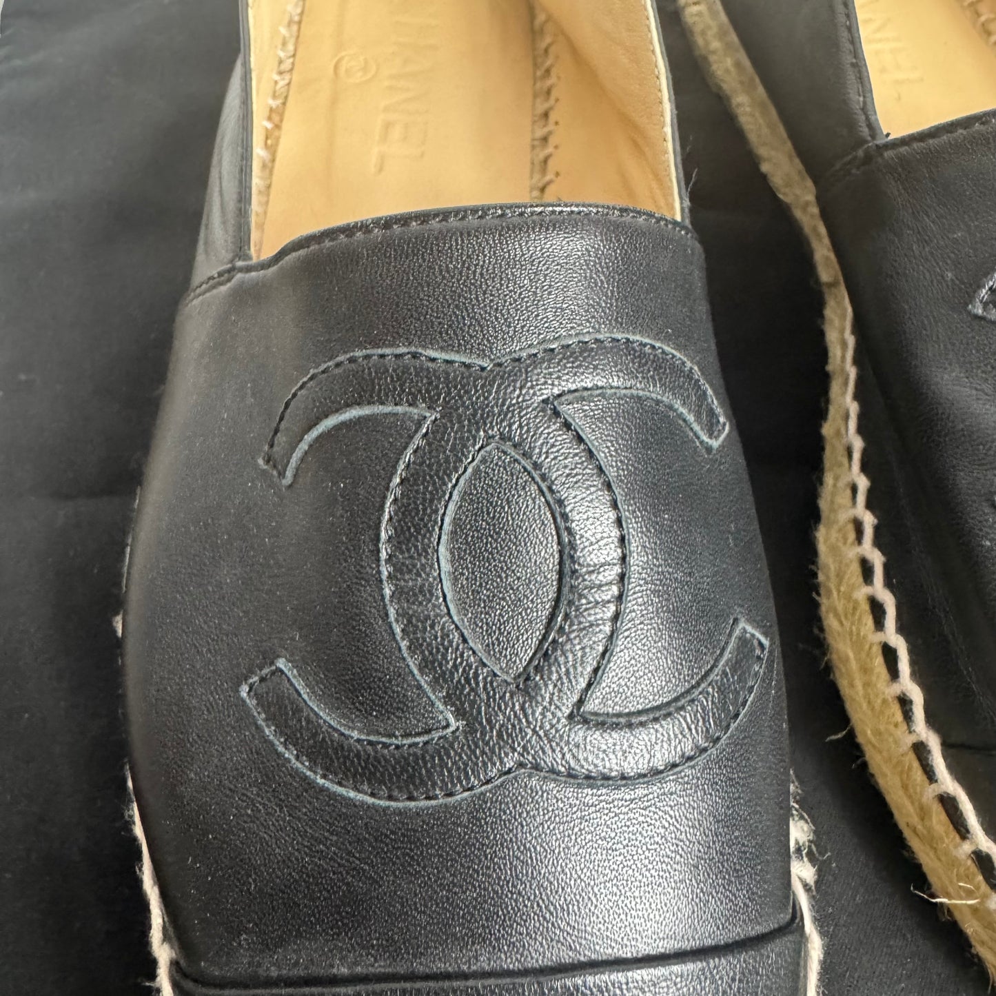 Chanel Espadrilles Schwarz Leder Gr. 40