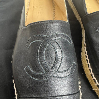 Chanel Espadrilles Schwarz Leder Gr. 40