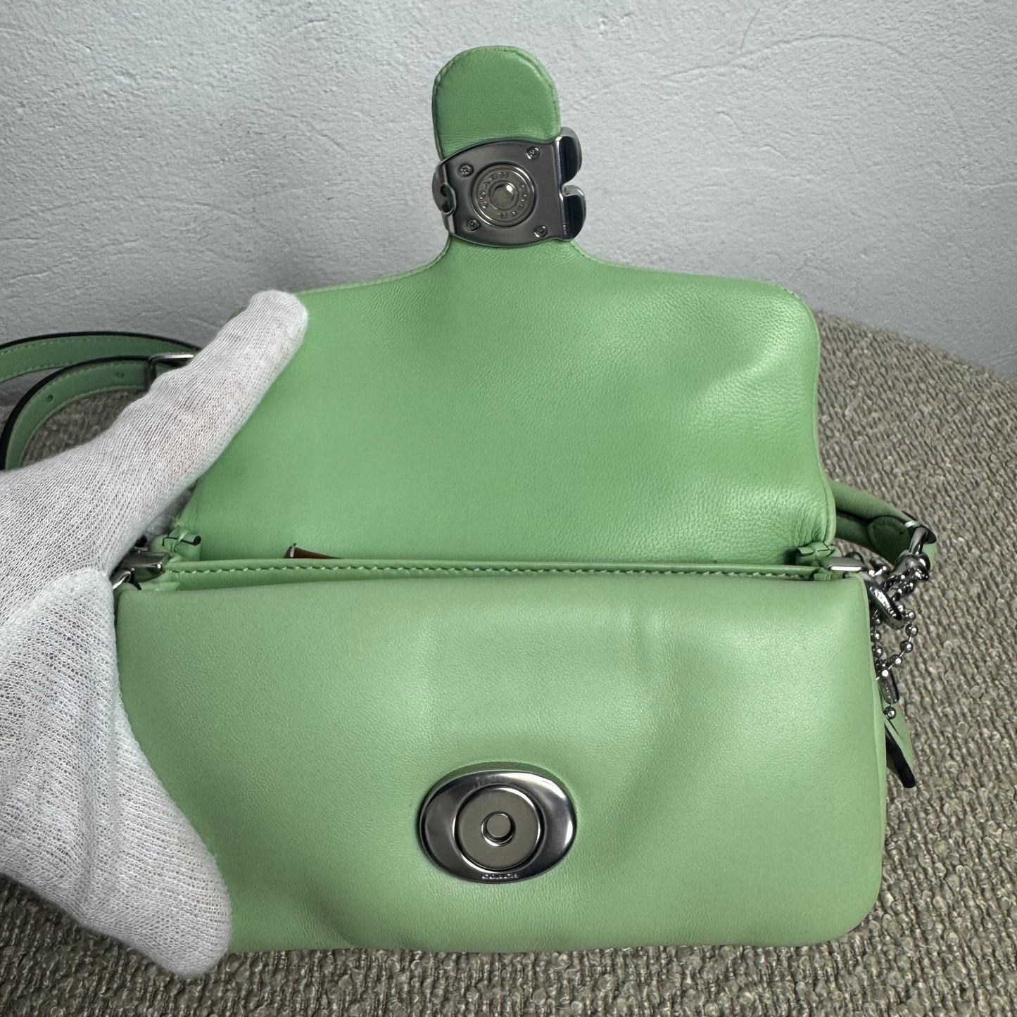 Coach Pillow Tabby 18 Leder Grün