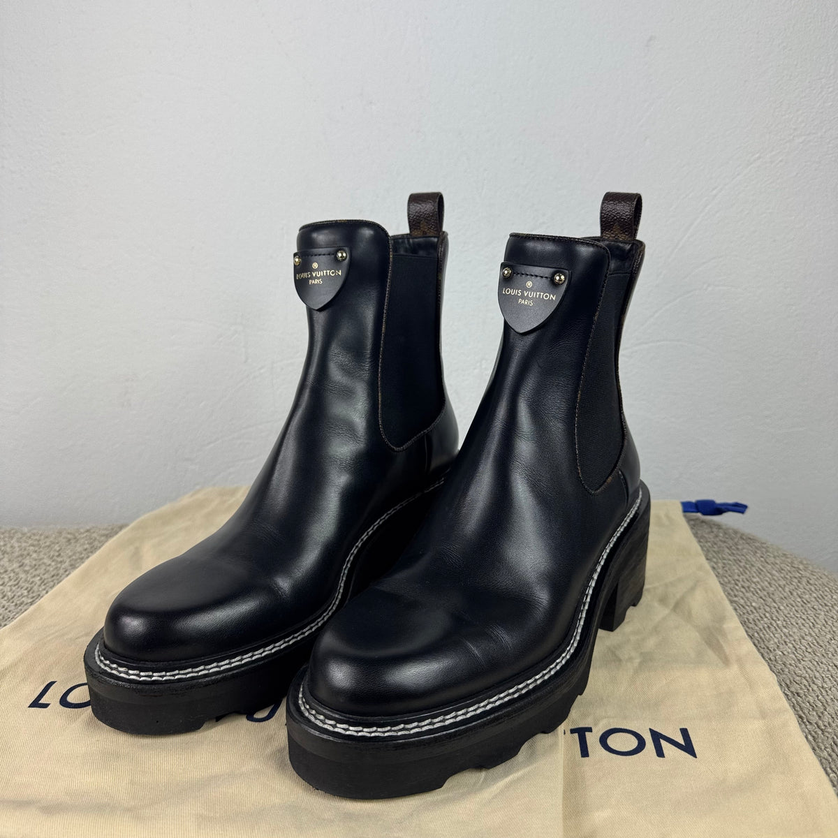 Louis Vuitton Beaubourg Leder Stiefel – Schwarz – Gr. 38,5