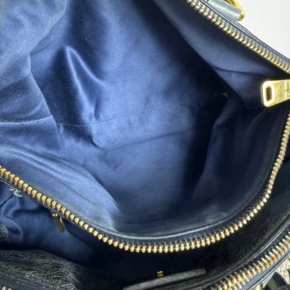 Miu Miu Sitello Shine Double Zip Leder blau
