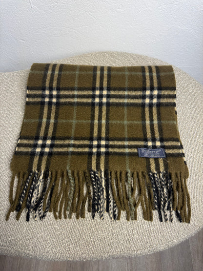Écharpe Burberry kaki – 100 % cachemire